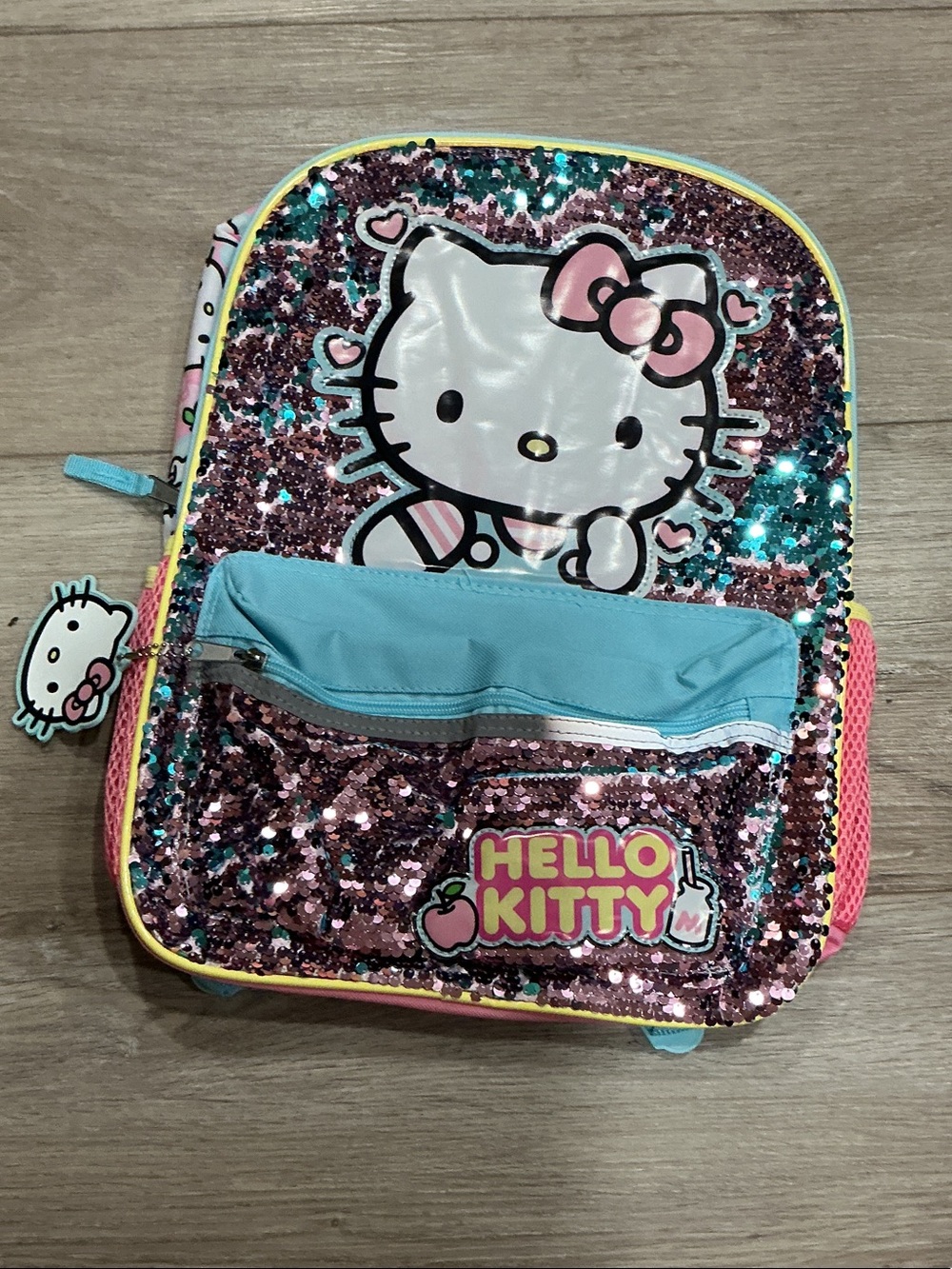 Hello Kitty Sequin Kids Backpack - Pink, Teal & Yellow